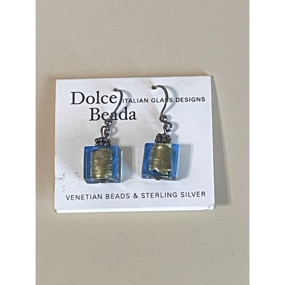 Dolce Beada Italian Glass Designs Venetian Beads Sterling Silver Drop Earrings - Picture 4 of 5